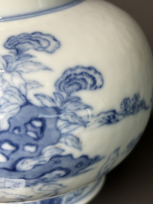 清雍正 青花官上加官图罐 - 图12